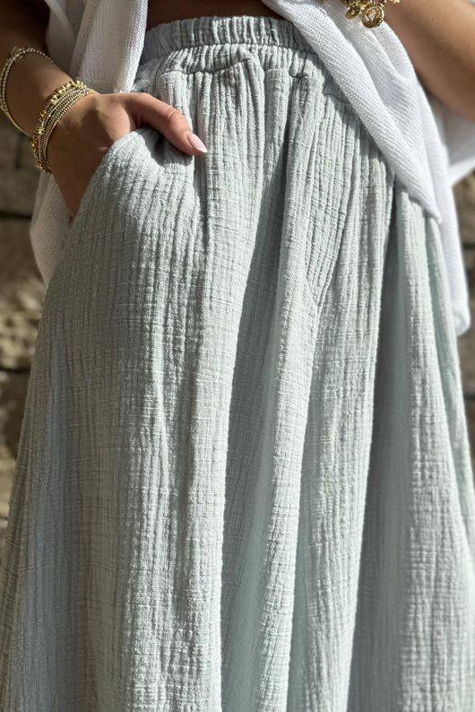 Tasha Cushion Cotton Balloon Barrel Pant Pearl